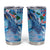 Hawaiian Waves Whale Tumbler Cup Kakau Art and Tropical Red Hibiscus Flowers