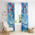 Hawaiian Waves Whale Window Curtain Kakau Art and Tropical Red Hibiscus Flowers