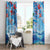 Hawaiian Waves Whale Window Curtain Kakau Art and Tropical Red Hibiscus Flowers