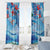 Hawaiian Waves Whale Window Curtain Kakau Art and Tropical Red Hibiscus Flowers