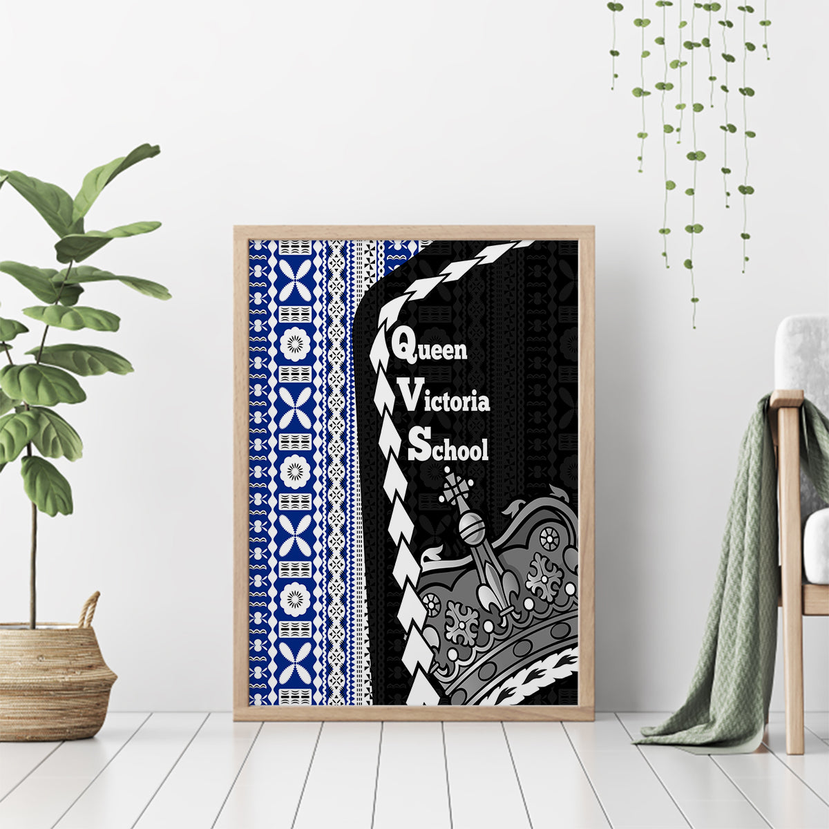 Fiji Queen Victoria School Canvas Wall Art Tapa and Polynesian Tribal Pattern Half Style LT03 - Polynesian Pride