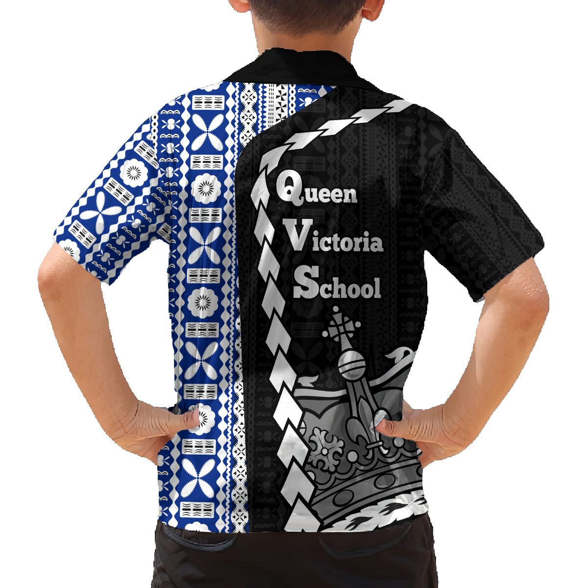 Fiji Queen Victoria School Family Matching Off Shoulder Short Dress and Hawaiian Shirt Tapa and Polynesian Tribal Pattern Half Style LT03 - Polynesian Pride