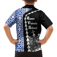 Fiji Queen Victoria School Family Matching Off Shoulder Short Dress and Hawaiian Shirt Tapa and Polynesian Tribal Pattern Half Style LT03 - Polynesian Pride