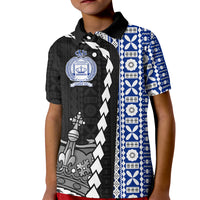 Fiji Queen Victoria School Kid Polo Shirt Tapa and Polynesian Tribal Pattern Half Style LT03 Kid Black - Polynesian Pride