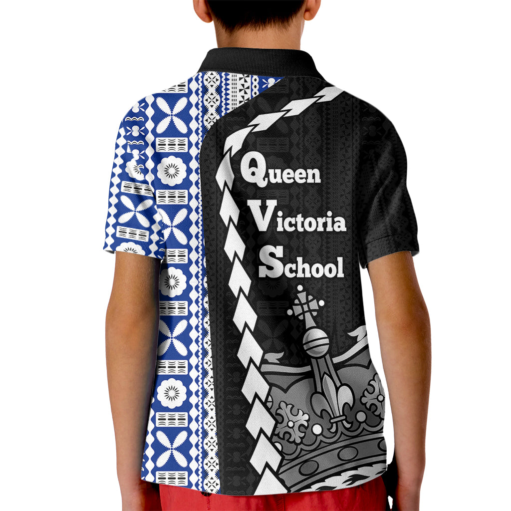 Fiji Queen Victoria School Kid Polo Shirt Tapa and Polynesian Tribal Pattern Half Style LT03 - Polynesian Pride