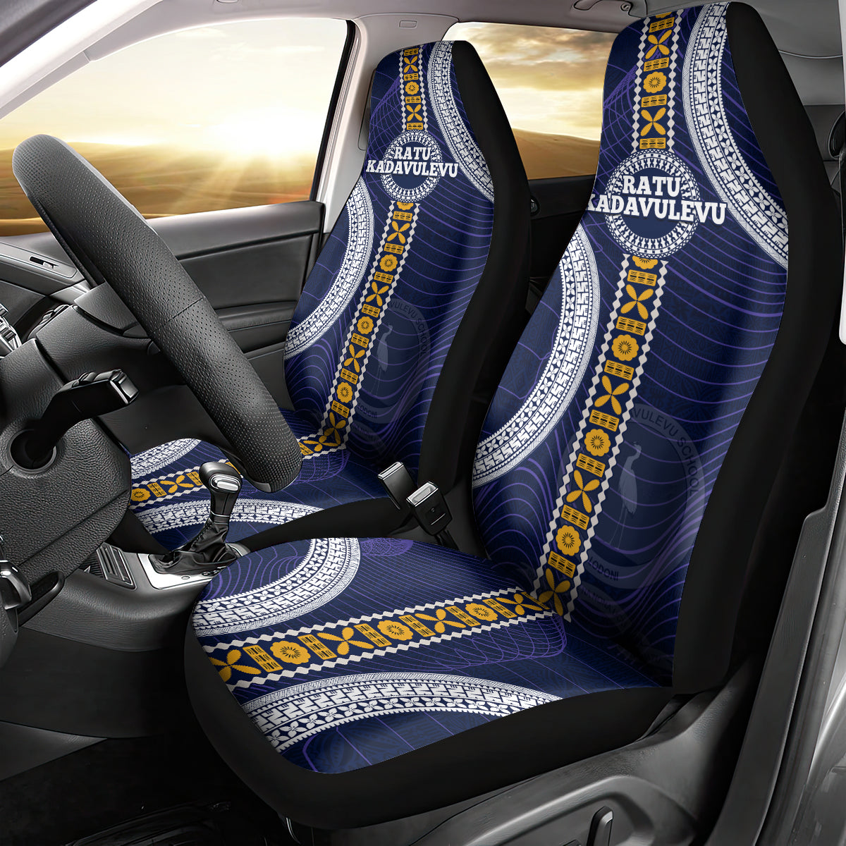 Fiji Ratu Kadavulevu School Car Seat Cover Tapa and Polynesian Tribal Pattern LT03 - Polynesian Pride
