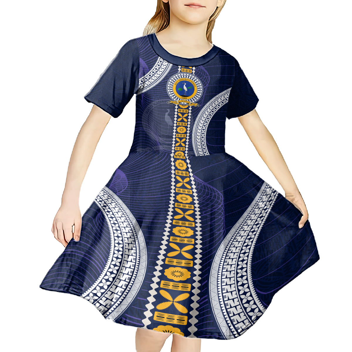 Fiji Ratu Kadavulevu School Kid Short Sleeve Dress Tapa and Polynesian Tribal Pattern LT03 - Polynesian Pride