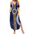 Fiji Ratu Kadavulevu School Summer Maxi Dress Tapa and Polynesian Tribal Pattern LT03 Women Blue - Polynesian Pride