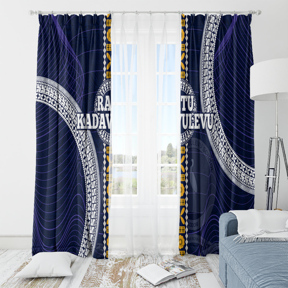 Fiji Ratu Kadavulevu School Window Curtain Tapa and Polynesian Tribal Pattern LT03 - Polynesian Pride