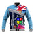 Fiji Lelean Memorial School Baseball Jacket Tapa and Polynesian Tribal Pattern LT03 Unisex Blue - Polynesian Pride