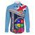 Fiji Lelean Memorial School Family Matching Mermaid Dress and Hawaiian Shirt Tapa and Polynesian Tribal Pattern LT03 Dad's Shirt - Long Sleeve Blue - Polynesian Pride