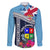 Fiji Lelean Memorial School Family Matching Short Sleeve Bodycon Dress and Hawaiian Shirt Tapa and Polynesian Tribal Pattern LT03 Dad's Shirt - Long Sleeve Blue - Polynesian Pride