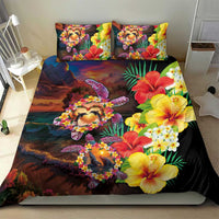 Hawaiian Sea Animals Love Couple Bedding Set Aloha Sunset Symphony