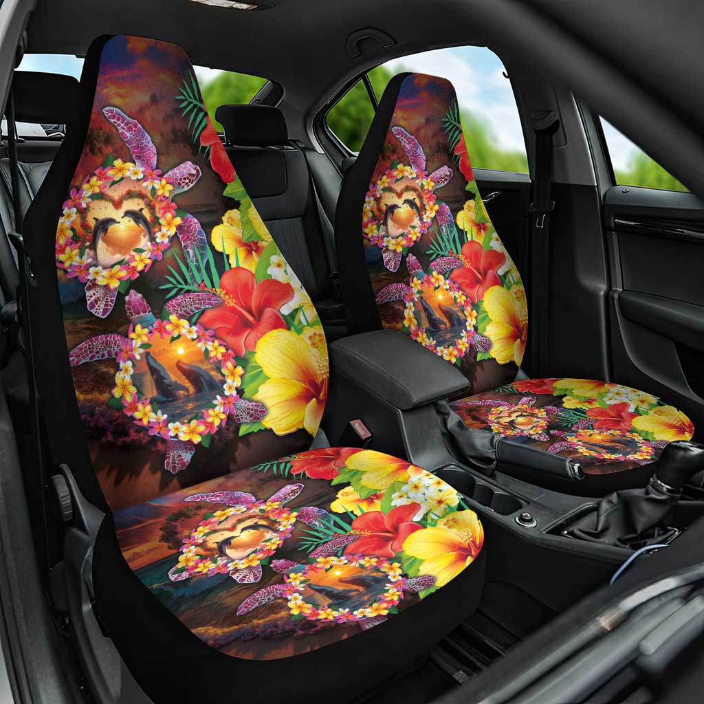 Hawaiian Sea Animals Love Couple Car Seat Cover Aloha Sunset Symphony