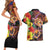 Hawaiian Sea Animals Love Couple Couples Matching Short Sleeve Bodycon Dress and Hawaiian Shirt Aloha Sunset Symphony