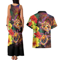 Hawaiian Sea Animals Love Couple Couples Matching Tank Maxi Dress and Hawaiian Shirt Aloha Sunset Symphony