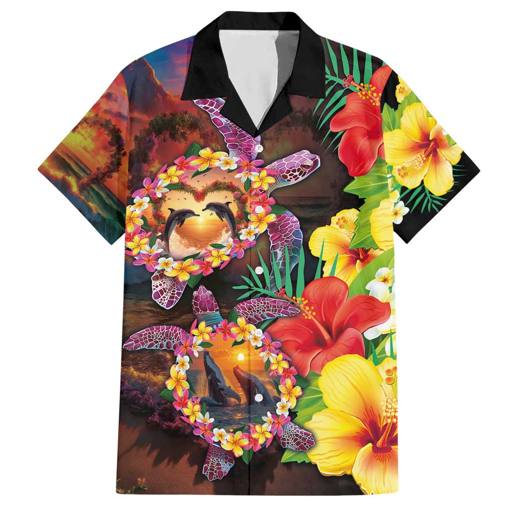 Hawaiian Sea Animals Love Couple Hawaiian Shirt Aloha Sunset Symphony