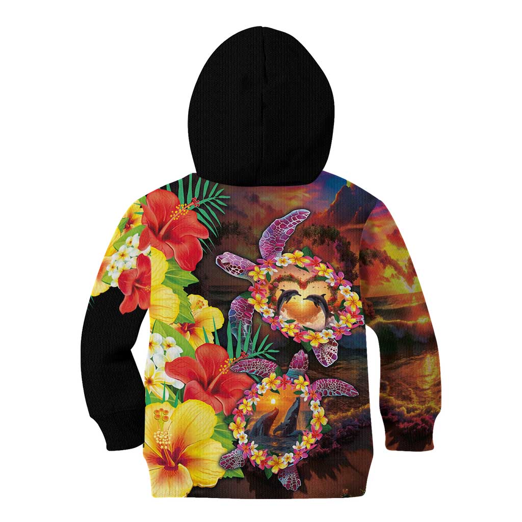 Hawaiian Sea Animals Love Couple Kid Hoodie Aloha Sunset Symphony
