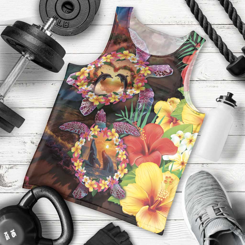 Hawaiian Sea Animals Love Couple Men Tank Top Aloha Sunset Symphony