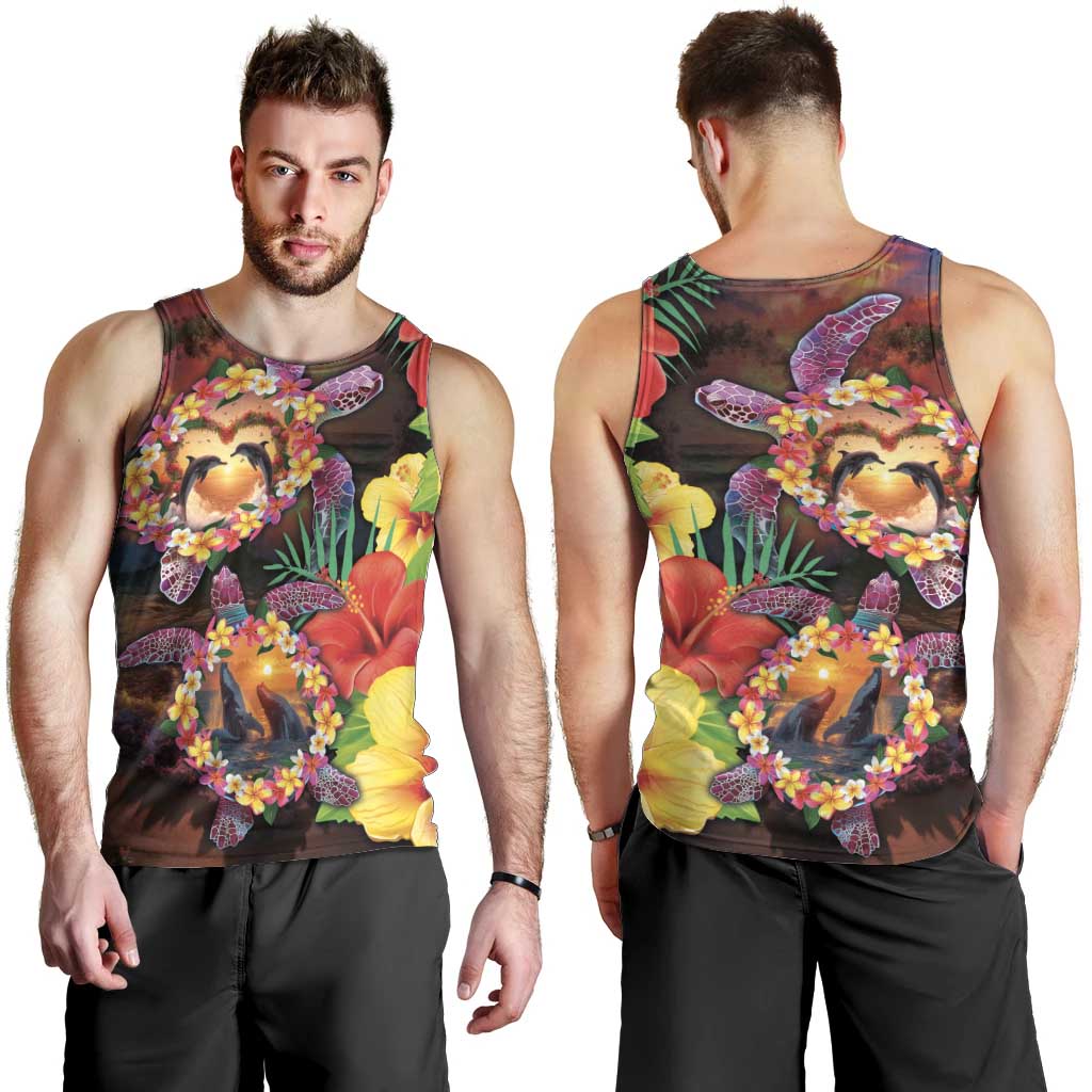 Hawaiian Sea Animals Love Couple Men Tank Top Aloha Sunset Symphony