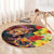 Hawaiian Sea Animals Love Couple Round Carpet Aloha Sunset Symphony