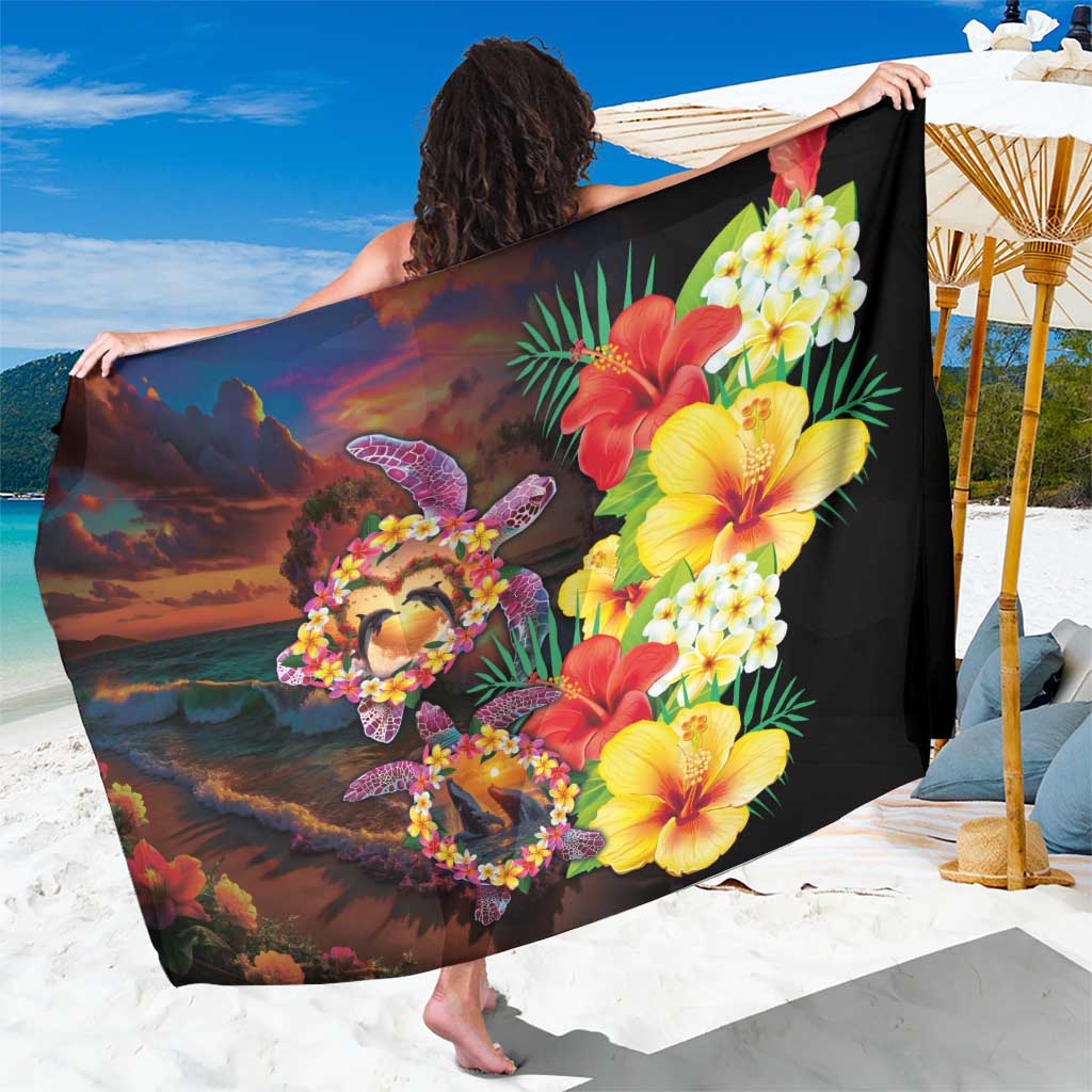 Hawaiian Sea Animals Love Couple Sarong Aloha Sunset Symphony