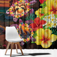 Hawaiian Sea Animals Love Couple Window Curtain Aloha Sunset Symphony