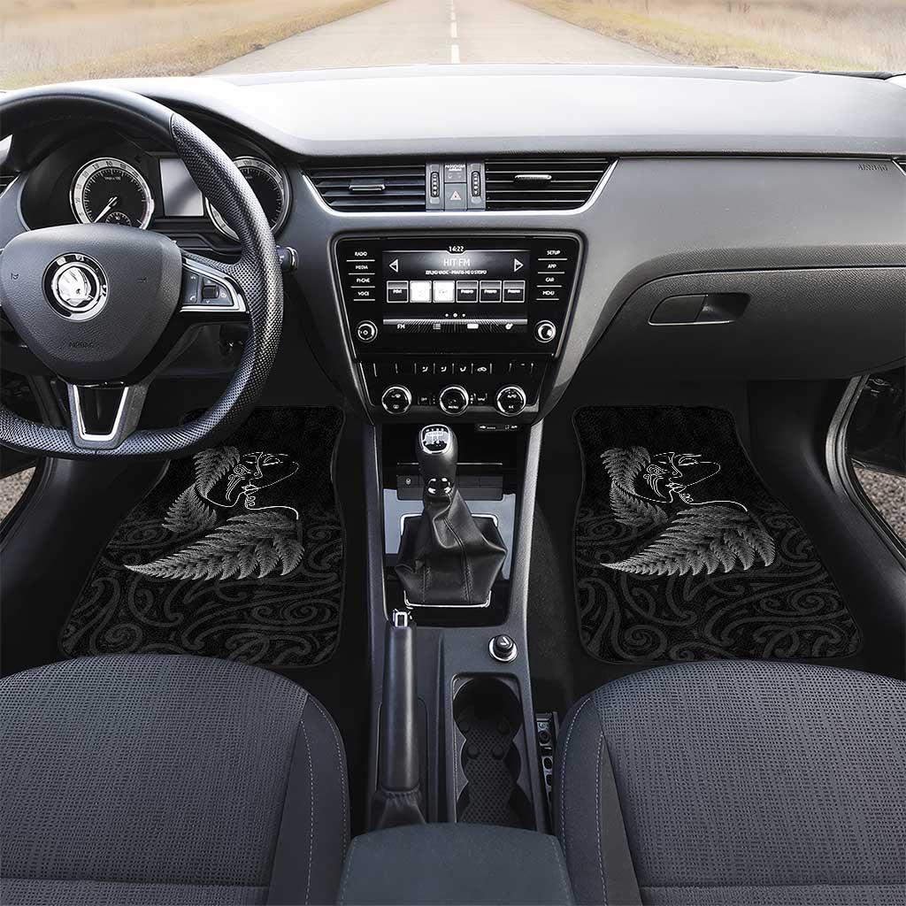 New Zealand Valentine's Day Car Mats Silver Fern and Line Art Love Couple