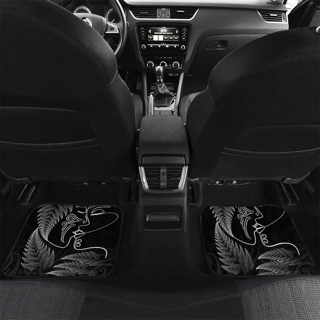 New Zealand Valentine's Day Car Mats Silver Fern and Line Art Love Couple