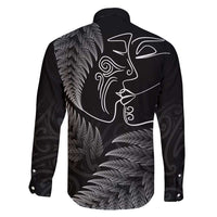 New Zealand Valentine's Day Family Matching Long Sleeve Bodycon Dress and Hawaiian Shirt Silver Fern and Line Art Love Couple LT03 - Polynesian Pride