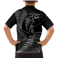 New Zealand Valentine's Day Family Matching Mermaid Dress and Hawaiian Shirt Silver Fern and Line Art Love Couple LT03 - Polynesian Pride
