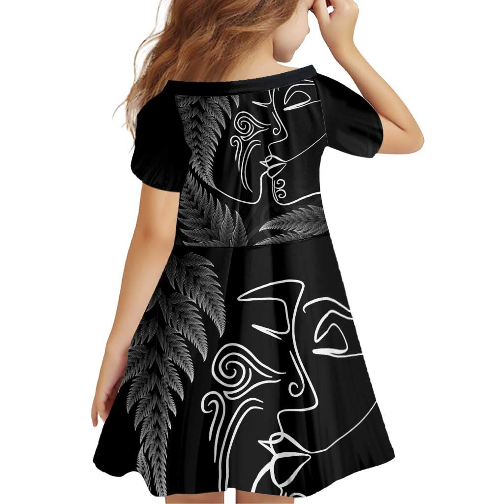 New Zealand Valentine's Day Family Matching Puletasi and Hawaiian Shirt Silver Fern and Line Art Love Couple LT03 - Polynesian Pride