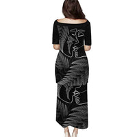 New Zealand Valentine's Day Puletasi Silver Fern and Line Art Love Couple LT03 - Polynesian Pride