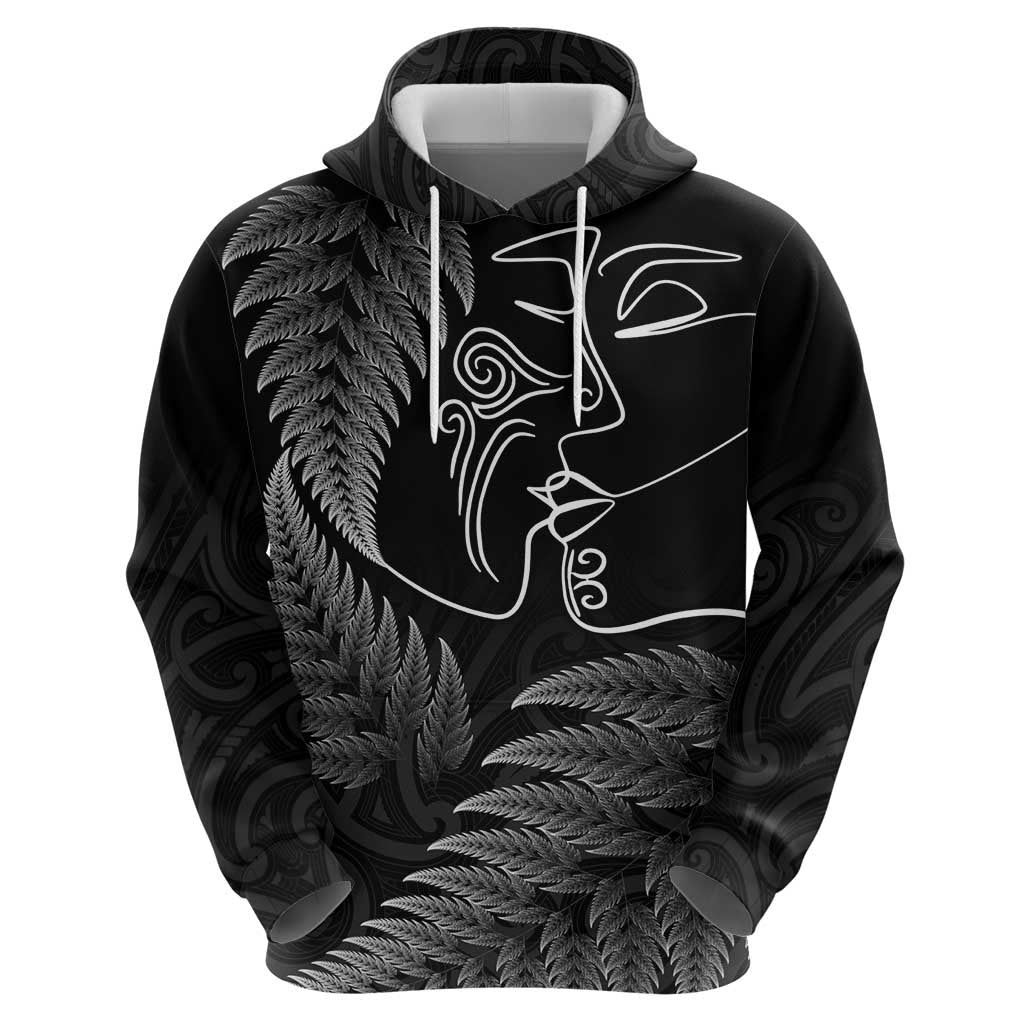 New Zealand Valentine's Day Zip Hoodie Silver Fern and Line Art Love Couple LT03 - Polynesian Pride