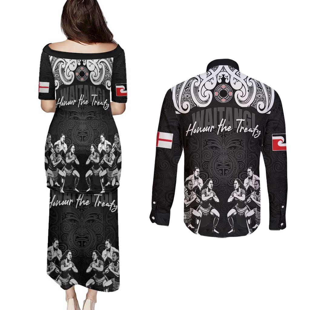 Aotearoa Waitangi Day - Toitu Te Tiriti Couples Matching Puletasi and Long Sleeve Button Shirt New Zealand Honour the Treaty