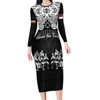 Aotearoa Waitangi Day - Toitu Te Tiriti Family Matching Long Sleeve Bodycon Dress and Hawaiian Shirt New Zealand Honour the Treaty LT03 Mom's Dress Black - Polynesian Pride