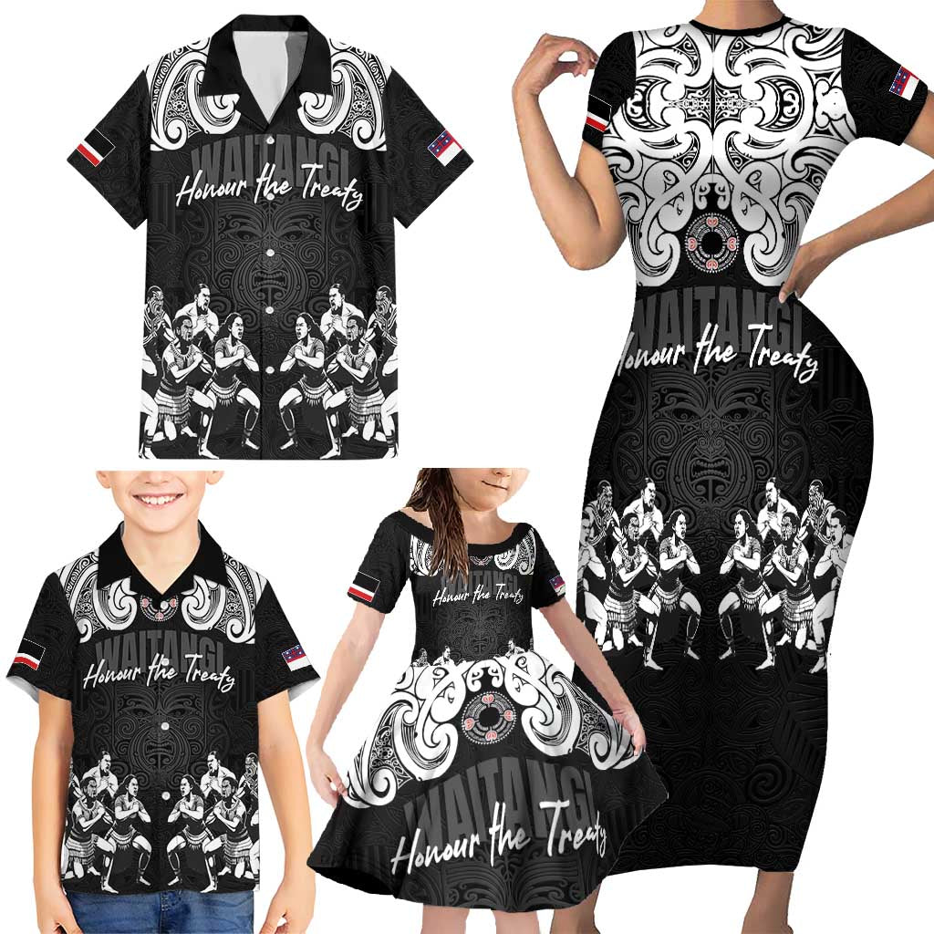 Aotearoa Waitangi Day - Toitu Te Tiriti Family Matching Short Sleeve Bodycon Dress and Hawaiian Shirt New Zealand Honour the Treaty LT03 - Polynesian Pride