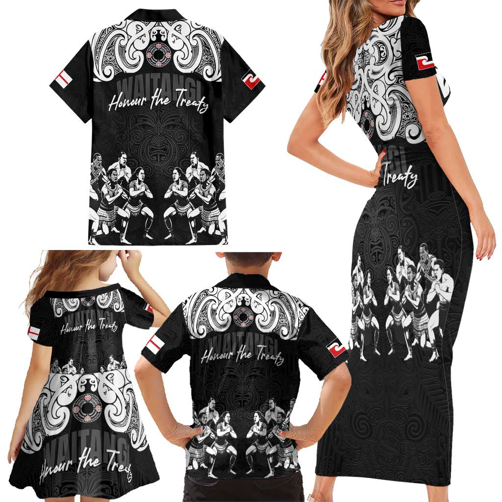 Aotearoa Waitangi Day - Toitu Te Tiriti Family Matching Short Sleeve Bodycon Dress and Hawaiian Shirt New Zealand Honour the Treaty LT03 - Polynesian Pride