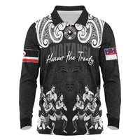 Aotearoa Waitangi Day - Toitu Te Tiriti Long Sleeve Polo Shirt New Zealand Honour the Treaty LT03 Black - Polynesian Pride