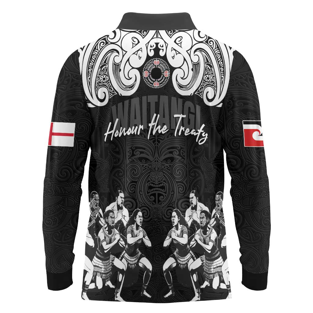 Aotearoa Waitangi Day - Toitu Te Tiriti Long Sleeve Polo Shirt New Zealand Honour the Treaty LT03 - Polynesian Pride