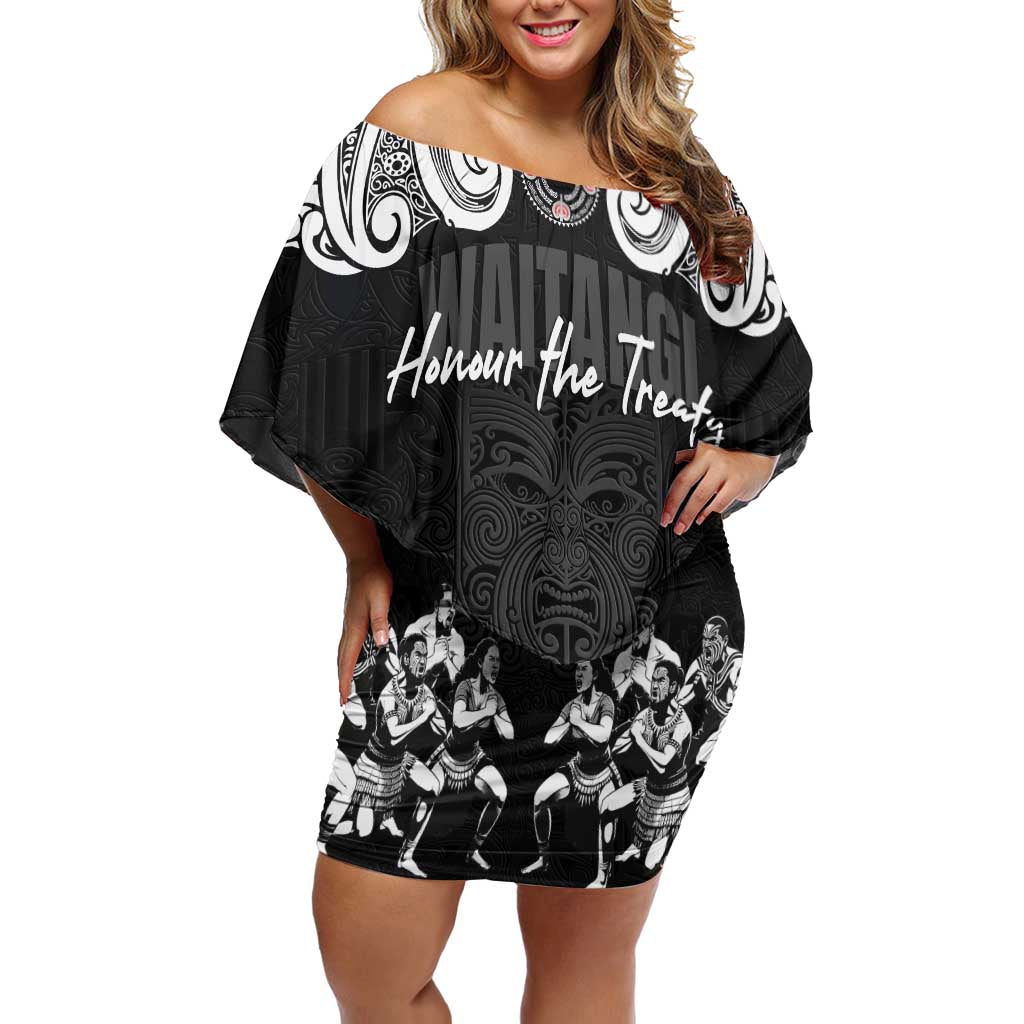 Aotearoa Waitangi Day - Toitu Te Tiriti Off Shoulder Short Dress New Zealand Honour the Treaty