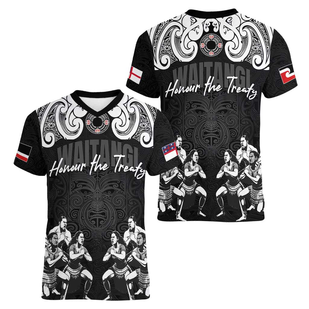 Aotearoa Waitangi Day - Toitu Te Tiriti Women V-Neck T-Shirt New Zealand Honour the Treaty LT03 - Polynesian Pride