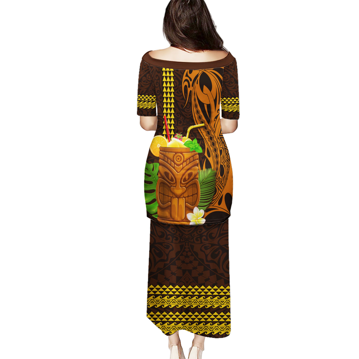 Hawaii Tiki Mask Cocktail Puletasi Kakau Tattoo LT03 - Polynesian Pride