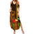 Hawaii Tiki Mask Cocktail Summer Maxi Dress Kakau Tattoo LT03 Women Brown - Polynesian Pride