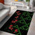 Hawaiian Green Kakau Art Tattoo-Ohia Lehua and Taro Leaves Area Rug