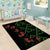 Hawaiian Green Kakau Art Tattoo-Ohia Lehua and Taro Leaves Area Rug