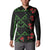 Hawaiian Green Kakau Art Tattoo-Ohia Lehua and Taro Leaves Button Sweatshirt