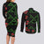 Hawaiian Green Kakau Art Tattoo-Ohia Lehua and Taro Leaves Couples Matching Long Sleeve Bodycon Dress and Long Sleeve Button Shirt