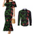 Hawaiian Green Kakau Art Tattoo-Ohia Lehua and Taro Leaves Couples Matching Mermaid Dress and Long Sleeve Button Shirt