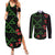 Hawaiian Green Kakau Art Tattoo-Ohia Lehua and Taro Leaves Couples Matching Summer Maxi Dress and Long Sleeve Button Shirt